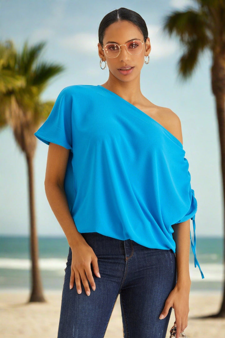 Off Shoulder Oversize Top in Blue - jqwholesale.com