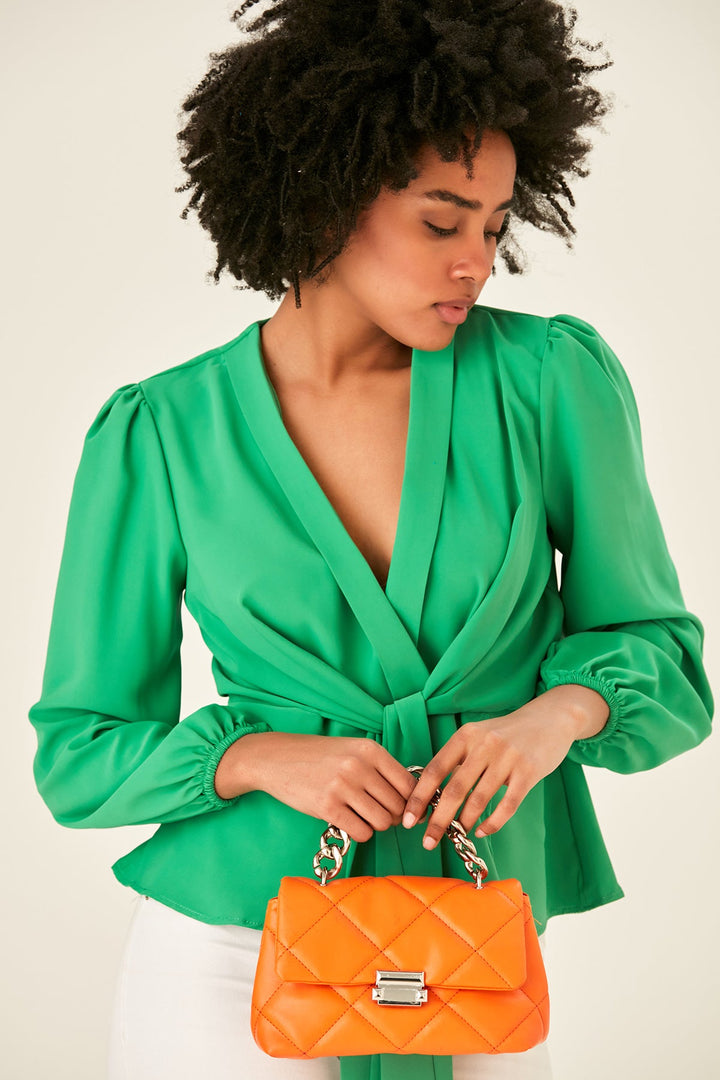 Knot Long Sleeve top in Green (PRE-ORDER) - jqwholesale.com