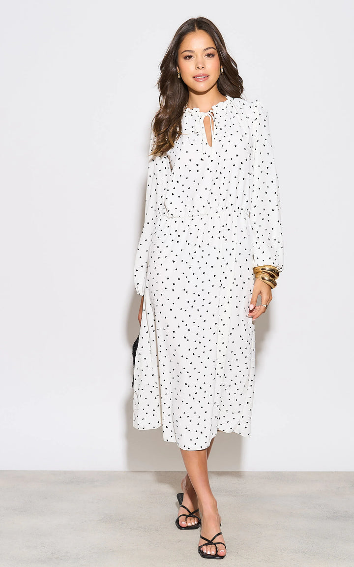 White Polka Dot Shirt Midi Dress