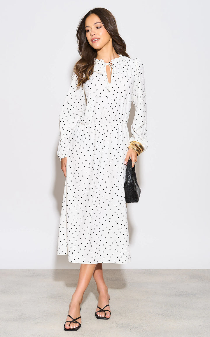 White Polka Dot Shirt Midi Dress