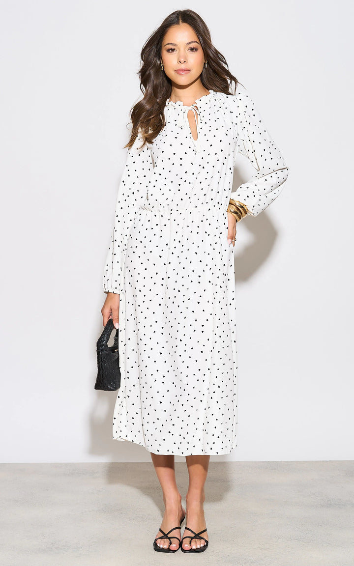 White Polka Dot Shirt Midi Dress