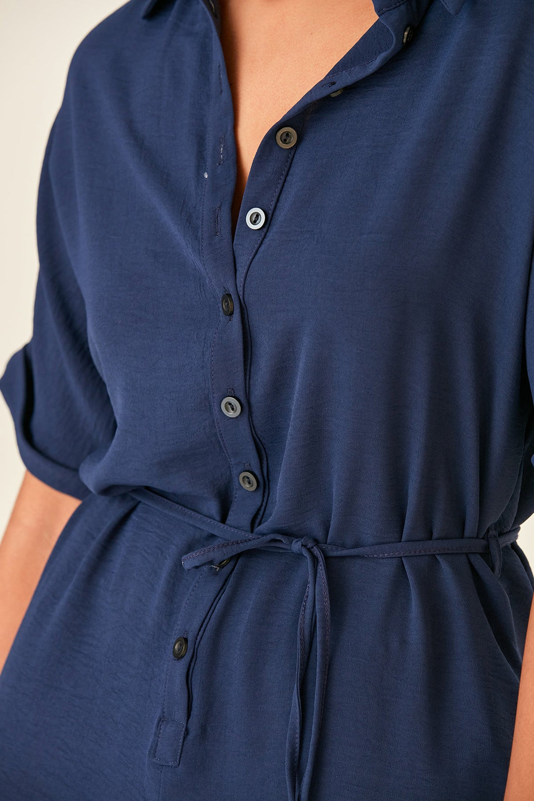 Shirt Jumpsuit in Navy (PRE-ORDER) - jqwholesale.com