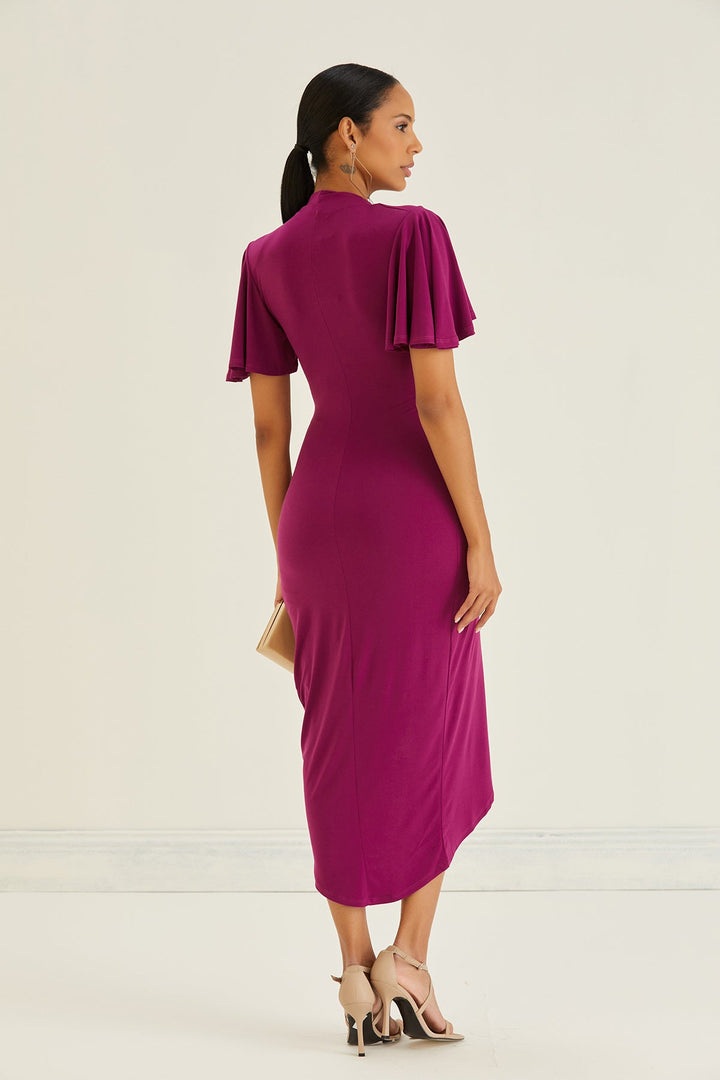 Forever Angel Sleeve Dress in Fuchsia - jqwholesale.com