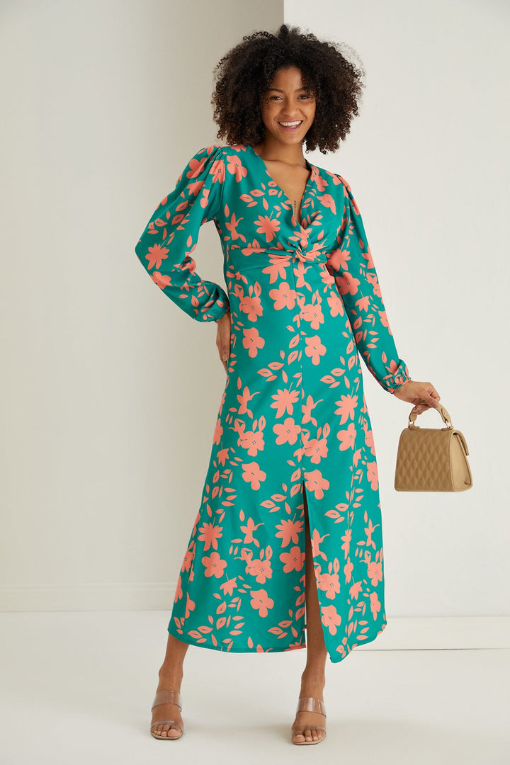 Rita Twist Midi Dress in Floral print - jqwholesale.com