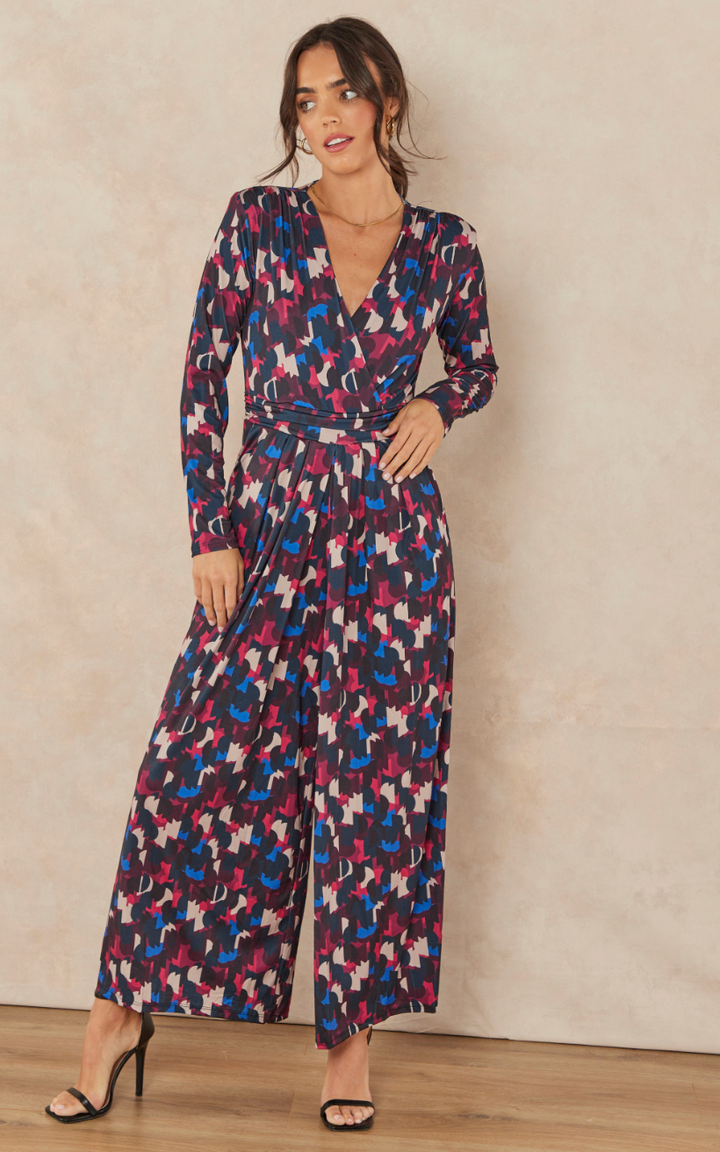 Wrap Culotte Jumpsuit in Print - jqwholesale.com