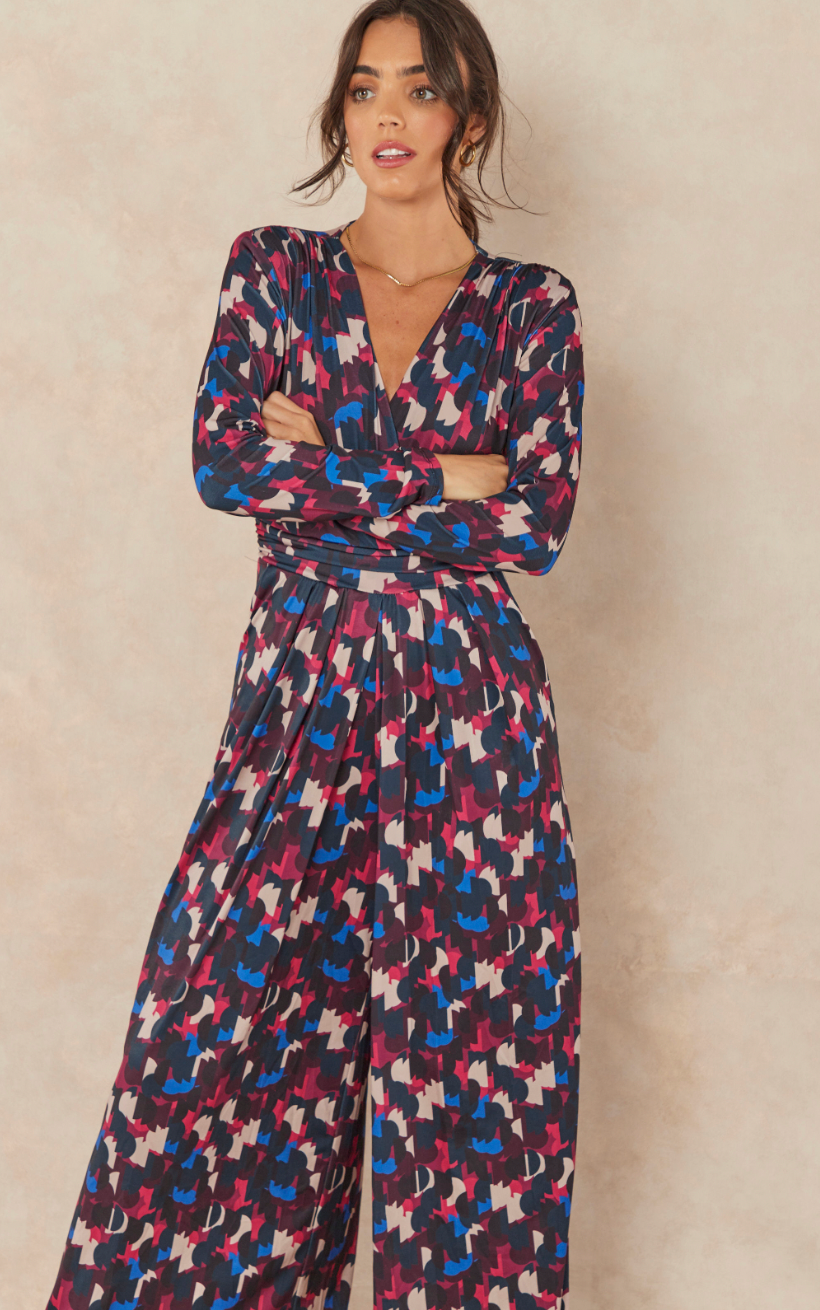 Wrap Culotte Jumpsuit in Print - jqwholesale.com