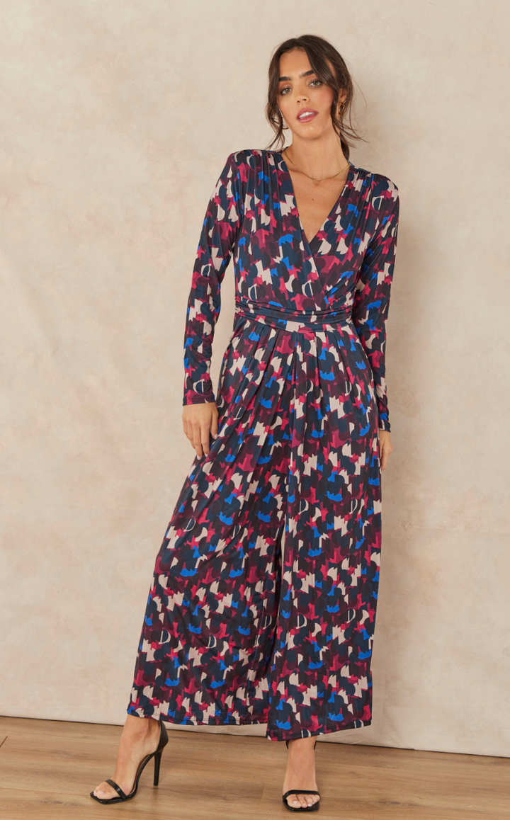 Wrap Culotte Jumpsuit in Print - jqwholesale.com