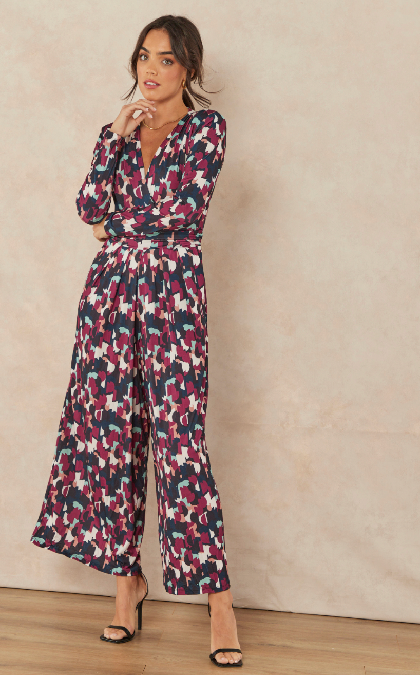 Wrap Culotte Jumpsuit in Print - jqwholesale.com