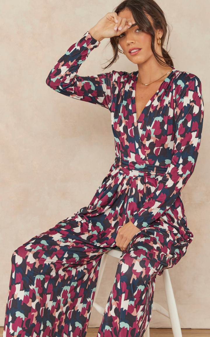 Wrap Culotte Jumpsuit in Print - jqwholesale.com