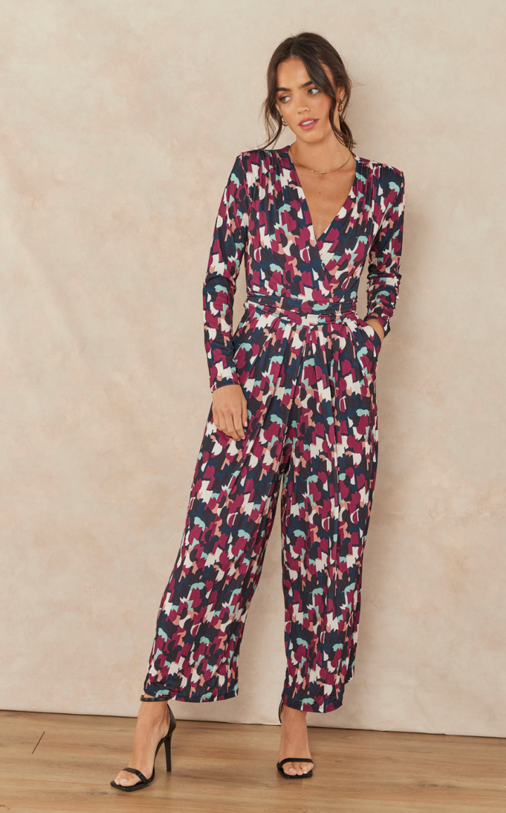 Wrap Culotte Jumpsuit in Print - jqwholesale.com