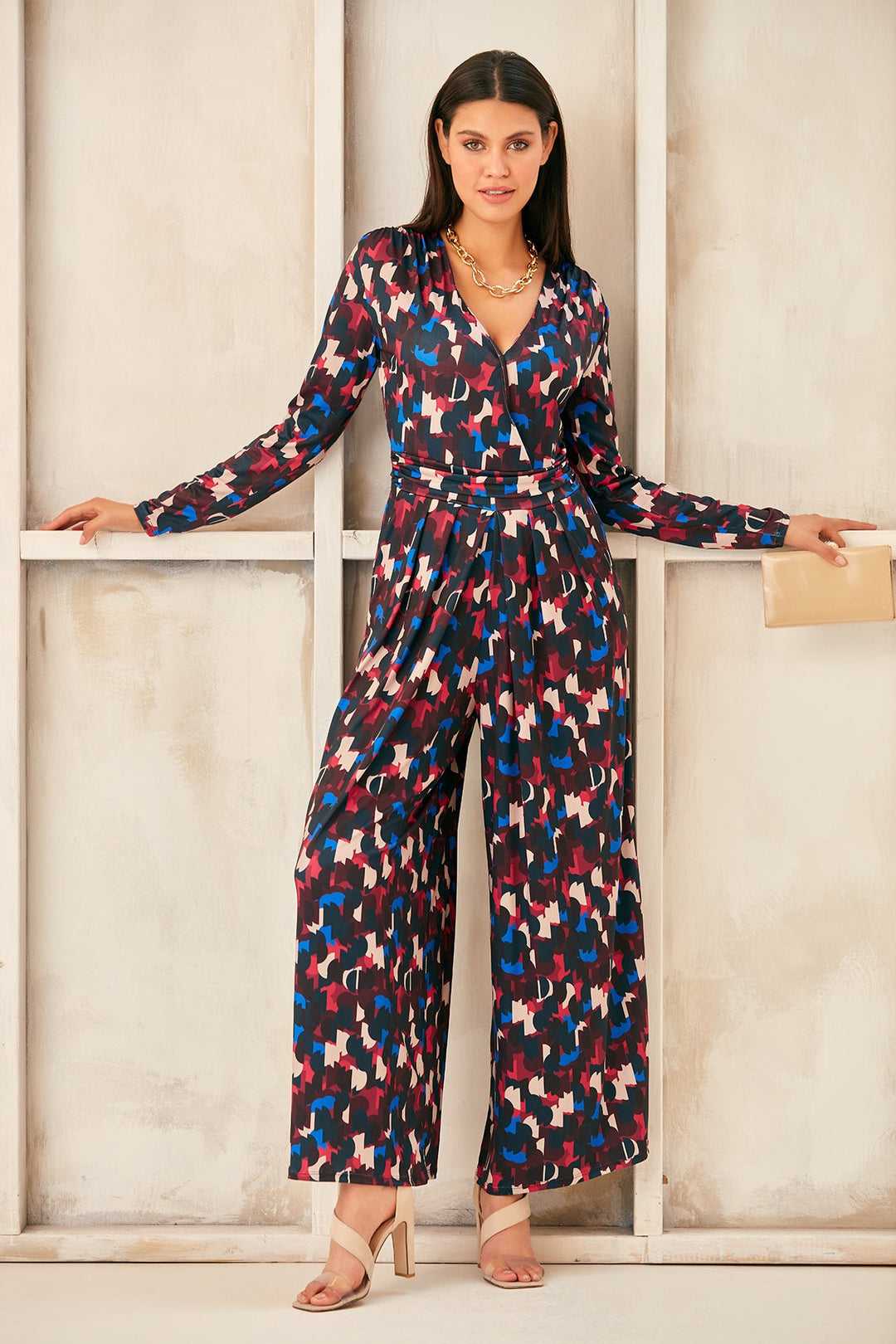 Wrap Culotte Jumpsuit in Print - jqwholesale.com