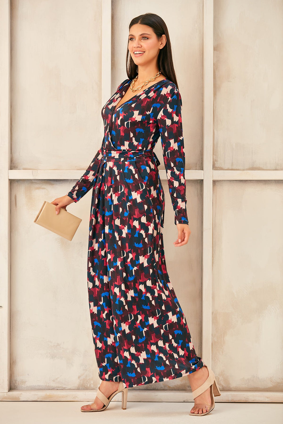 Wrap Culotte Jumpsuit in Print - jqwholesale.com