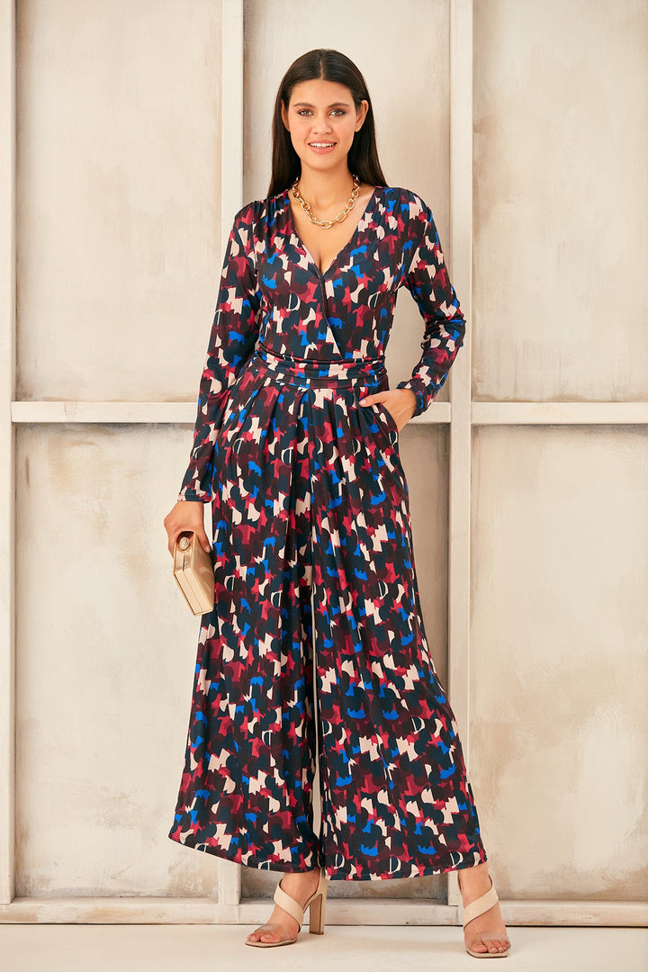 Wrap Culotte Jumpsuit in Print - jqwholesale.com