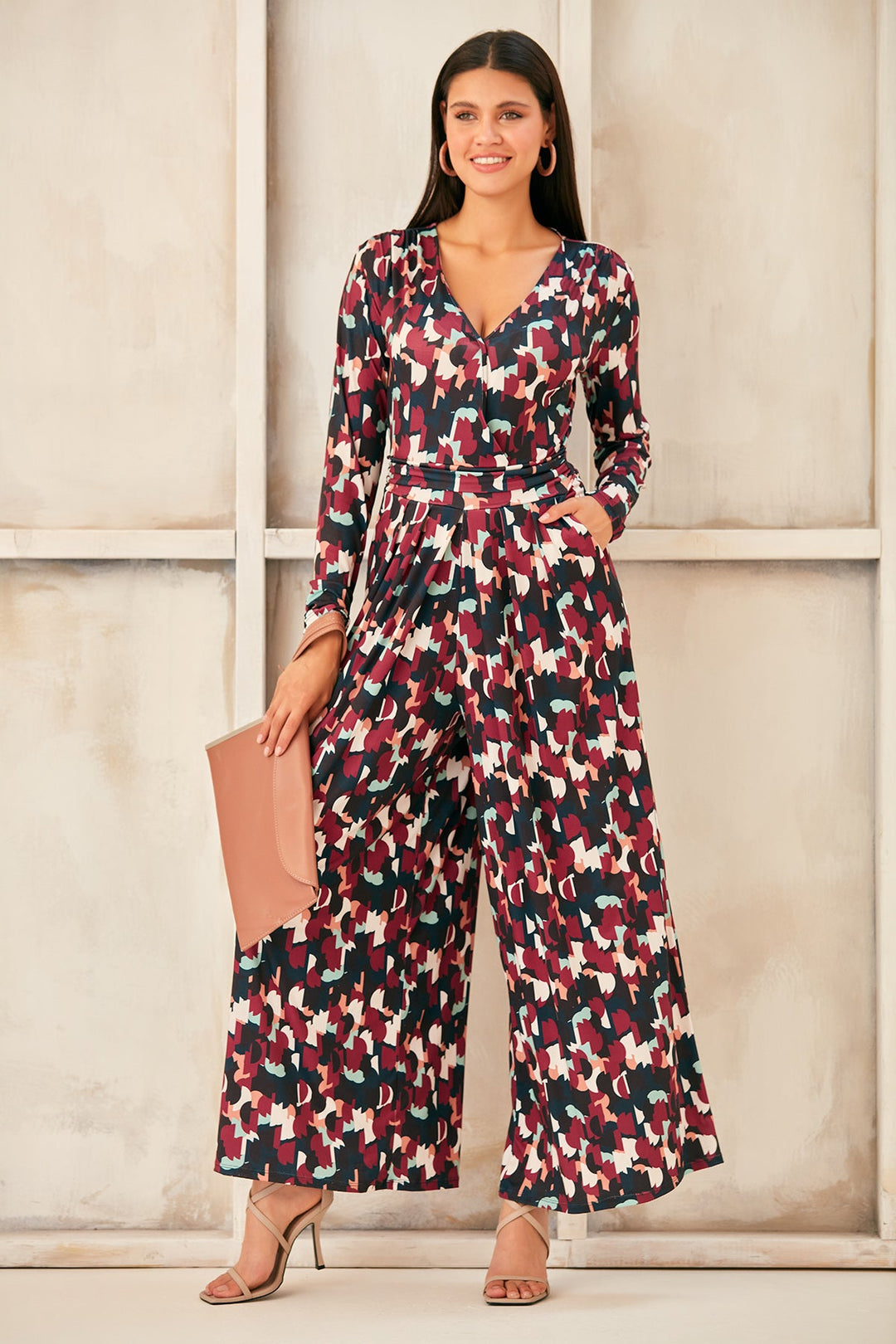 Wrap Culotte Jumpsuit in Print - jqwholesale.com