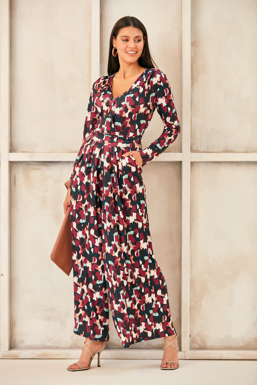 Wrap Culotte Jumpsuit in Print - jqwholesale.com