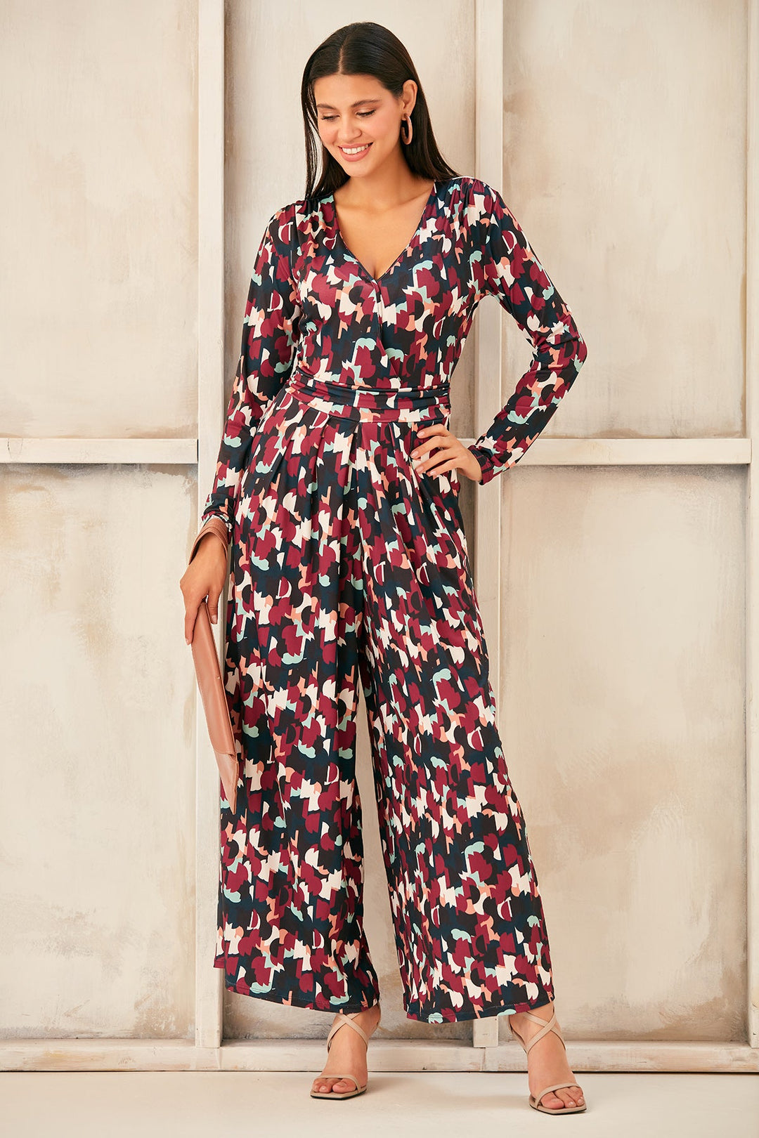 Wrap Culotte Jumpsuit in Print - jqwholesale.com