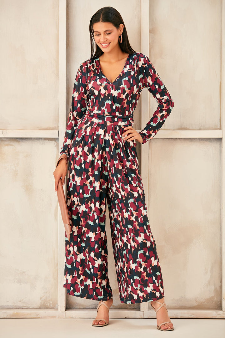 Wrap Culotte Jumpsuit in Print - jqwholesale.com