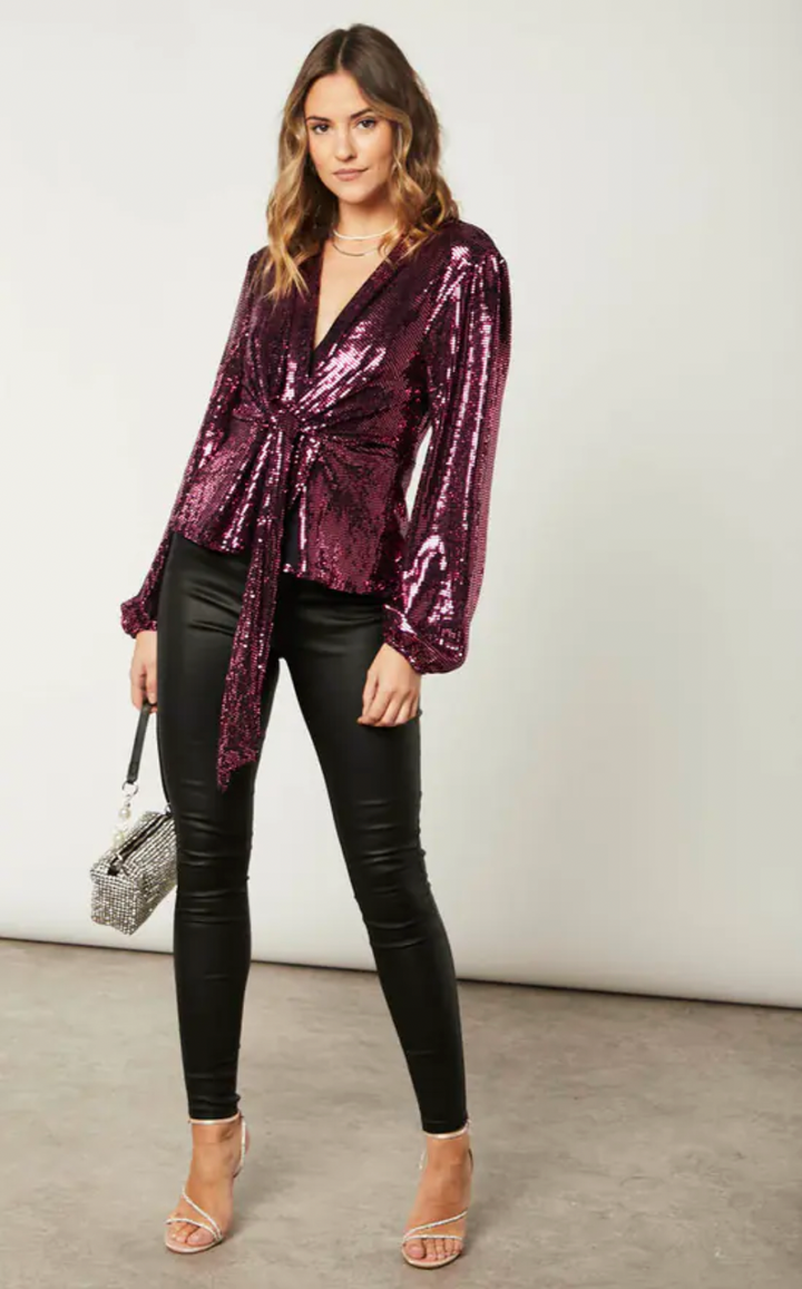 Jessica Sequin Wrap Top - jqwholesale.com