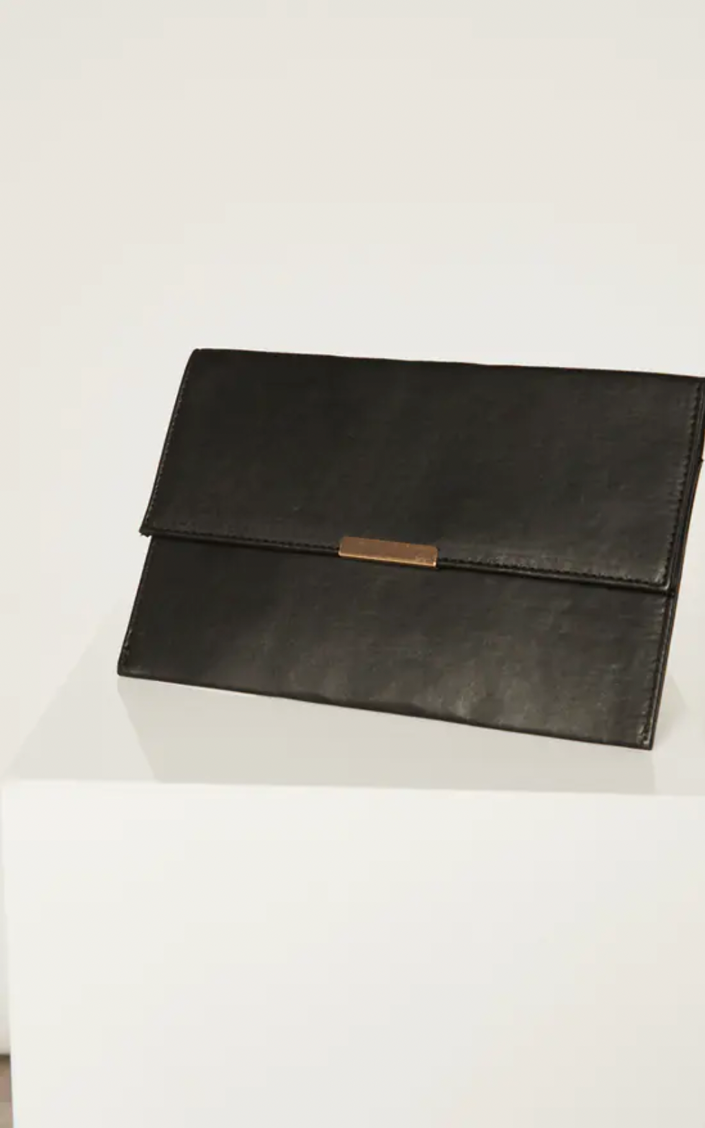 Faux Leather Black Envelope clutch with Gold lock - jqwholesale.com