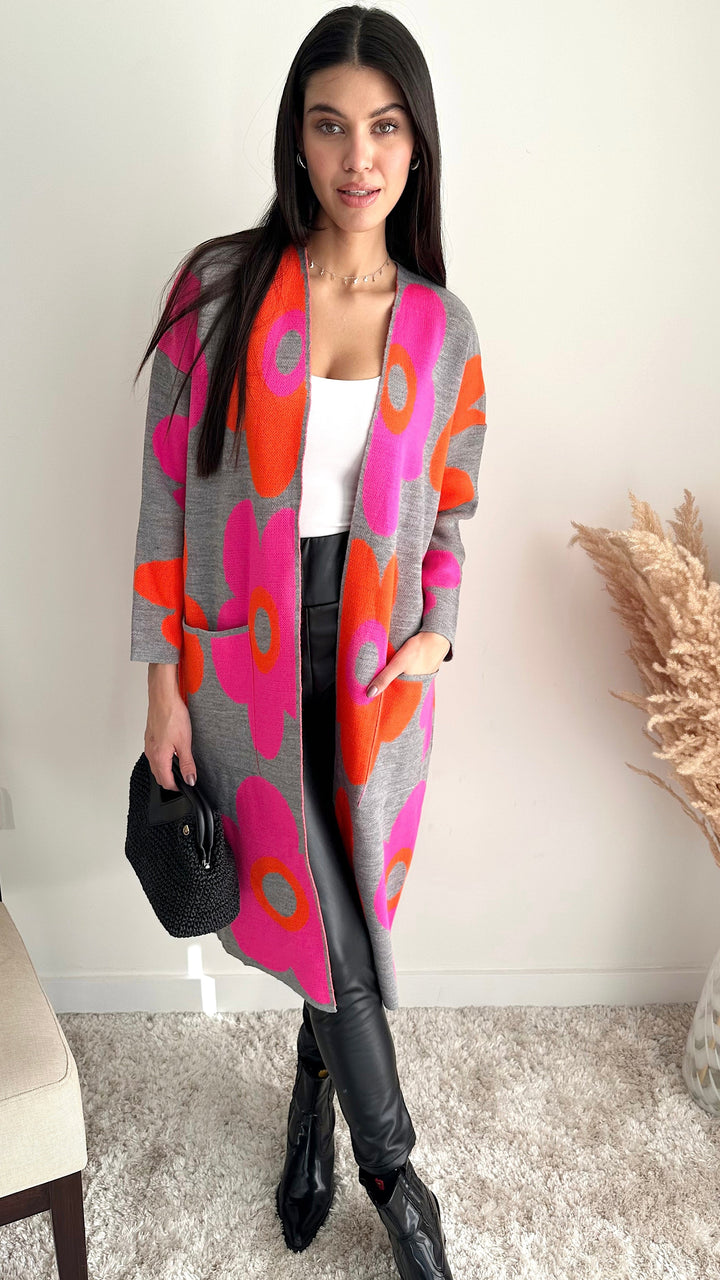 Floral print Longline Cardigan - jqwholesale.com