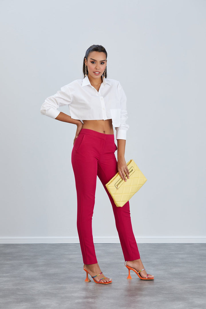 Fuchsia Straight Classic Trousers - jqwholesale.com