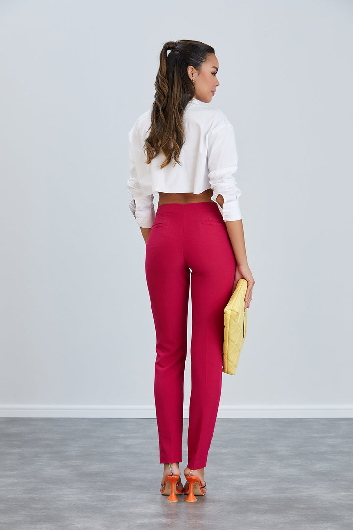 Fuchsia Straight Classic Trousers - jqwholesale.com