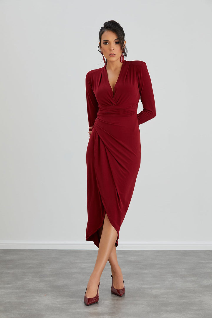 Forever Wrap Midi dress with front Slit - jqwholesale.com