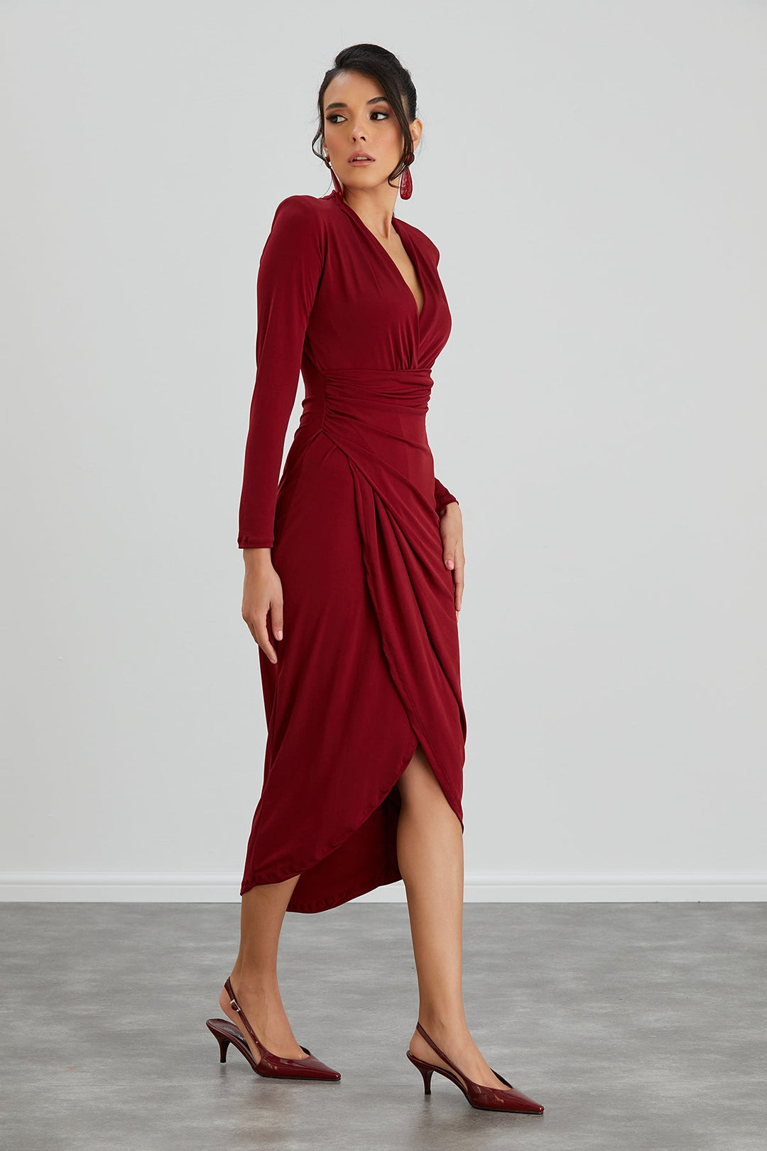 Forever Wrap Midi dress with front Slit - jqwholesale.com