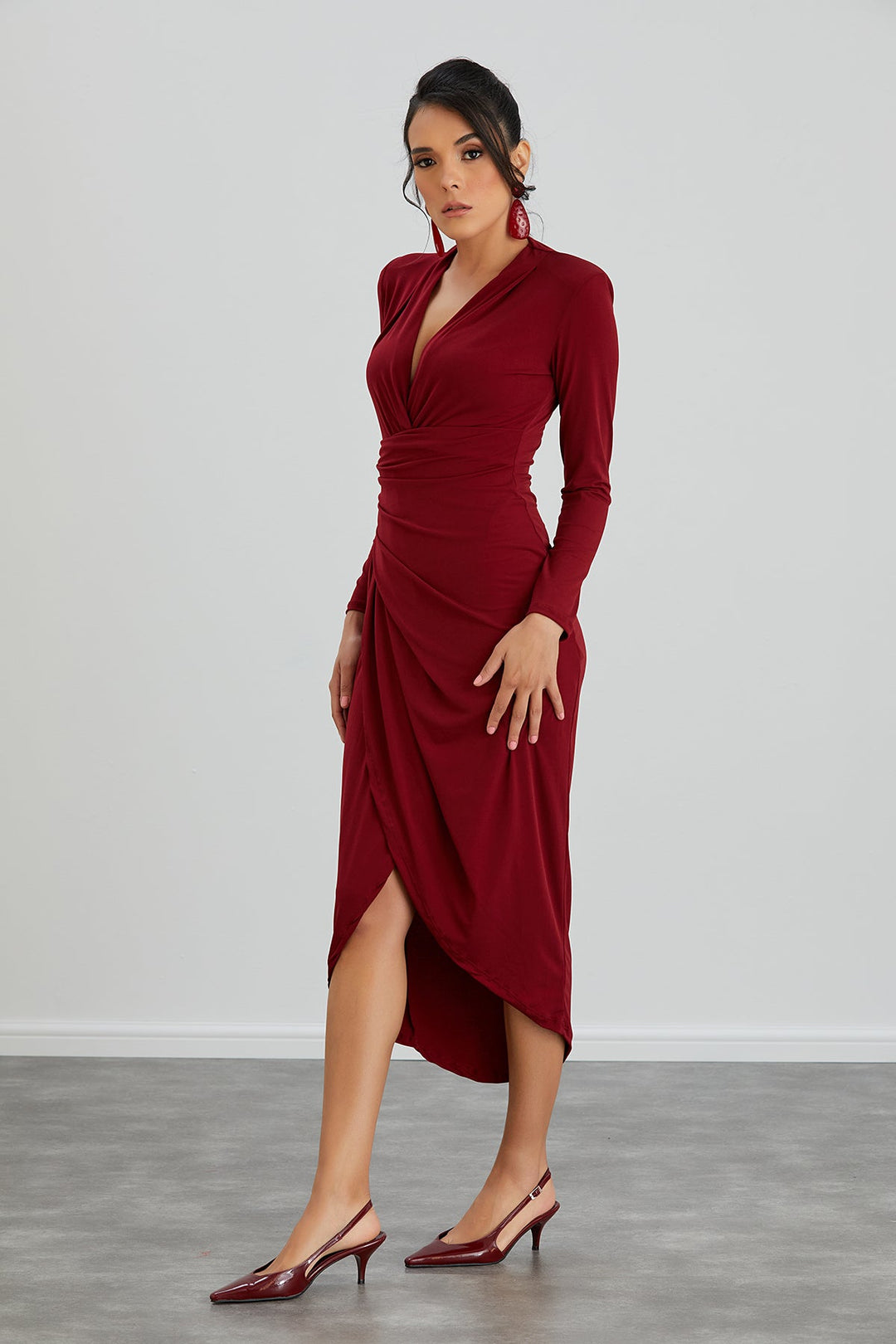 Forever Wrap Midi dress with front Slit - jqwholesale.com