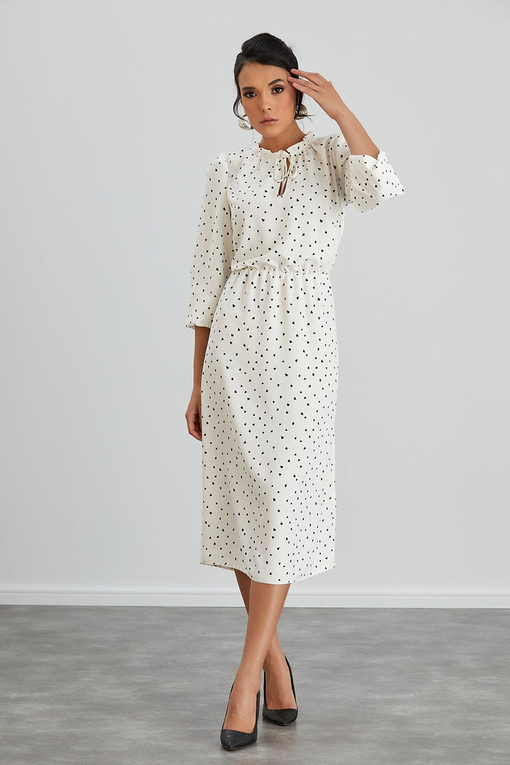 White Polka Dot Shirt Midi Dress - jqwholesale.com