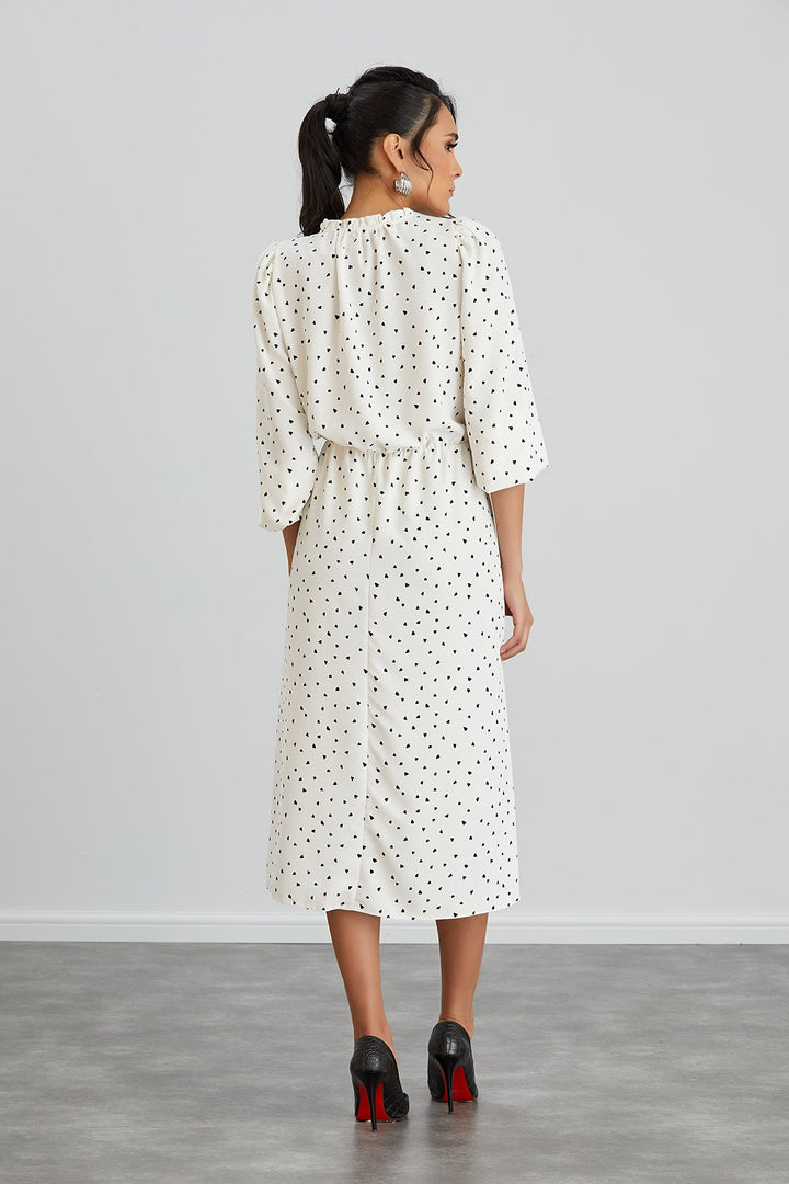 White Polka Dot Shirt Midi Dress - jqwholesale.com