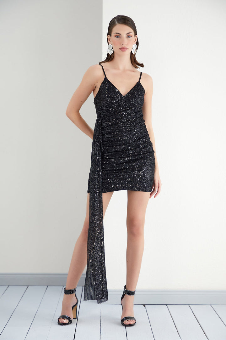 Cami Sequin Mini Dress in Black