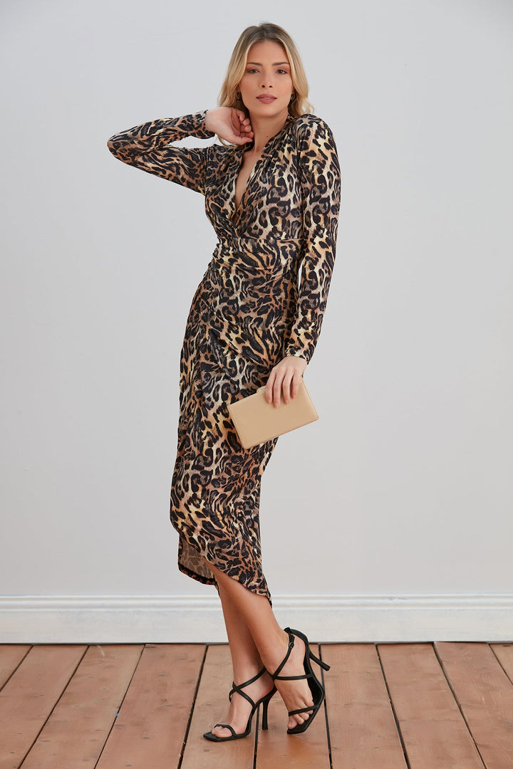 Forever Wrap Midi dress with front Slit - jqwholesale.com